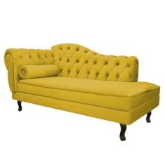 Imagem de Diva Recamier Juliana 130cm Lado Direito Suede Amarelo - Amarena Móveis