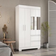 Imagem de Guarda-roupa Solteiro 99,80cm 4 Portas Com Espelho E 2 Gaveta