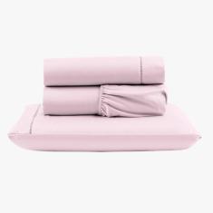 Imagem de Jogo De Lençol Peletizado 400 Fios Solteiro 3 Peças Casa - Hotel - Pousada Barato - Rosa