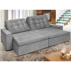 Imagem de Sofá Tunísia 2,50 Mts Retrátil E Reclinável Pluma Cinza