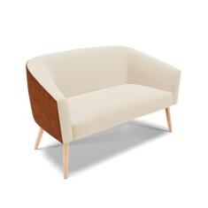 Imagem de Sofá 2 Lugares Namoradeira Pé Palito Natural Stella Nozes/Linho Bege D