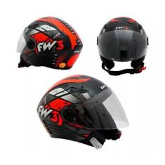 Imagem de Capacete Moto Aberto X Open Speed Preto Com Vermelho Viseira Cristal I
