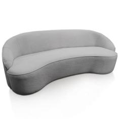 Imagem de Sofá Curvo Montserrat 230cm 04 Lugares Linho Cinza - Nexta Casa