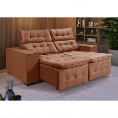 Imagem de Sofá Retratil Reclinável 3 Lugares Pillow Em Veludo 1,90 Canela Marrom