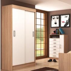 Imagem de Guarda Roupa Solteiro 2 Portas de Correr Berlim Premium Evidência Móveis Branco/Demolição