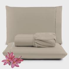 Imagem de Jogo de Lençol Micropercal 400 Fios King 3 Peças Barato - Salmão