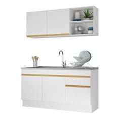 Imagem de Cozinha Compacta com Rodapé Veneza Multimóveis Mp2114 com Armário e Balcão Branca