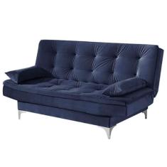 Imagem de Sofá Cama Agatha Casal 3 Lugares com Encosto Reclinável Cor Azul
