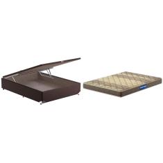 Imagem de Cama Box de Casal Probel Guarda Costas Espuma D33 com Box Baú Probel Universal 54x138x188cm - Bege/Marrom