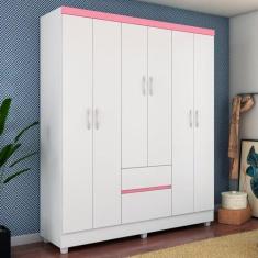 Imagem de Guarda Roupa Forggia Branco/Rosa/Branco