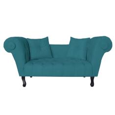 Imagem de Recamier Namoradeira Estofada Para Quarto Londres 160 Suede Azul Turquesa dl Decor
