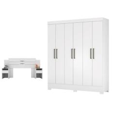 Imagem de Jogo Cabeceira e Guarda Roupa Casal Vicente Branco