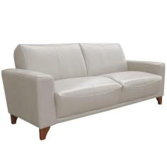 Imagem de Sofá 3 Lugares Sala de Estar Recepção 200cm Russia Couro Off White G40 - Gran Belo