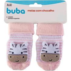 Imagem de Buba Meias Antiderrapantes Com Chocalho Zebrinha Rosa