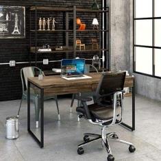 Imagem de Mesa para Escritório 135cm 2 Gavetas Kuadra Compace Carvalho Dark