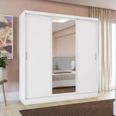 Imagem de Guarda Roupa Casal Com Espelho 3 Portas 3 Gavetas Branco