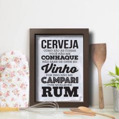 Imagem de Quadro Cozinha Frase Cerveja Bebidas 22x32cm Moldura Marrom