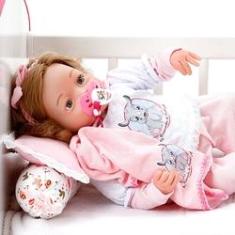 Imagem de Boneca Bebe Reborn Yasmin Cegonha Reborn Dolls Mais 9 Acessórios 48cm