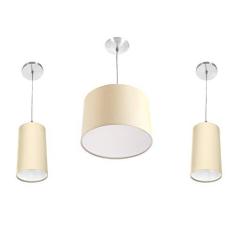 Imagem de Kit Pendente Dome + 2 Pendente Cilindrica Bege