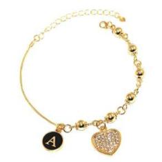Imagem de Pulseira Festa Madrinhas Lembrancinha Inicial Folheado 18k