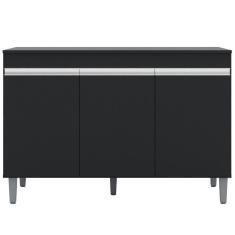 Imagem de Balcão Gabinete De Pia Sem Tampo 120Cm 3 Portas Manu Preto