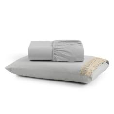 Imagem de Jogo De Lençol Gippir Solteiro 200 Fios 2 Peças - Cinza - Santos E Lua