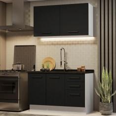 Imagem de Cozinha Compacta 120001 Com Armário E Balcão Branco/Preto