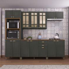 Imagem de Cozinha Completa Firenze 14 Portas 2 Gavetas com Vidro 6171.135 Cinza - Indekes