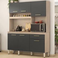 Imagem de Cozinha Compacta 6 Portas Alamo 91601 Avena Grafito Demobile - Demóbil