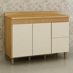 Imagem de Balcão para Cozinha 120cm 3 Portas 2 Gavetas Dakota Cinamomo/off White