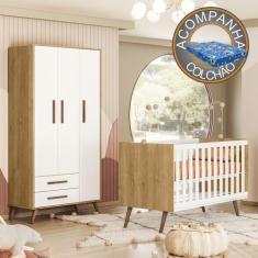 Imagem de Quarto de Bebe com Berço Americano 3820 e Roupeiro 3830 Qencanto Retrô