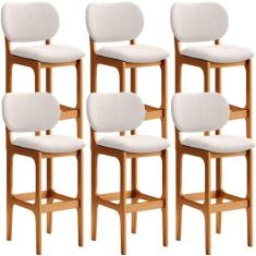 Imagem de Kit 6 Banquetas Alta Bar Cozinha Sala Jantar Fixa Betta L02 Imbuia Lin