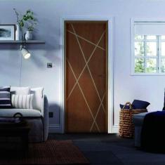 Imagem de Kit Porta de Madeira Frisada 210x80cm Batente 14cm Fechadura Manual