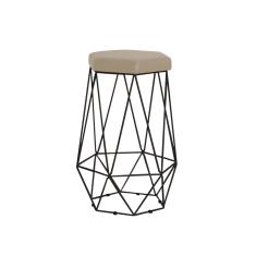 Imagem de Banqueta Decorativa Rubel Base  Veludo Bege - Gran Belo