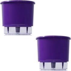 Imagem de Vaso Raiz Autoirrigavel Médio N3 Roxo Flores Kit 2 Unidades
