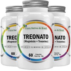 Imagem de Kit 3X Treonato ( Magnésio + Treonina) 600Mg 60 Cápsulas - Flora Nativa