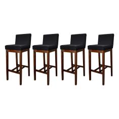 Imagem de Kit 4 Banquetas Alta com Encosto Estofado Lisboa Madeira Capuccino Suede CCS