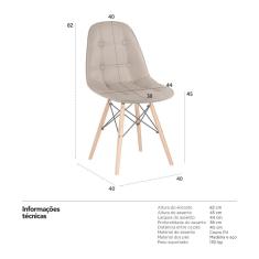 Imagem de KIT - 2 x cadeiras estofadas Eames Eiffel Botonê - Base de madeira clara - Nude