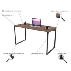 Imagem de Kit Escritório Estilo Industrial Mesa 135cm e Estante Nogal