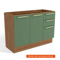 Imagem de Balcão De Cozinha Botanic 2 Pt 3 Gv Nogueira E Verde Oliva