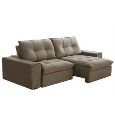 Imagem de Sofá Retrátil Reclinável 3 Lugares 210cm Argon F05 Veludo Castor - Mpozenato