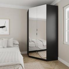 Imagem de Guarda Roupa de Canto Closet com 6 Prateleiras e Portas de Espelho Modular Hera Cabecasa Madeiramade Preto