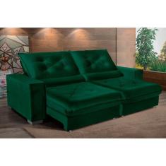 Imagem de Sofá Cancún Retrátil/Reclinável 2,30m Suede Velusoft verde c/molas ensacadas pillow top-Sofá Casa