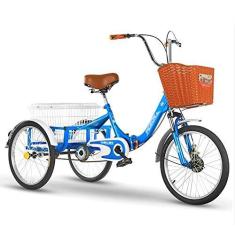 Imagem de Triciclo adulto de bicicleta de ciclismo de três rodas ao ar livre com cesta de compras bicicleta triciclo bicicleta para recreação compras masculina feminina bicicleta piquenique ciclismo pedalar