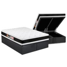 Imagem de Cama Box Baú Queen: Colchão Espuma D45 Castor  Black E White Air Doubl