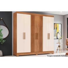 Imagem de Guarda Roupa Casal 6 Portas e 3 Gavetas c/ Pés Briz B367 Nature/Off Wh
