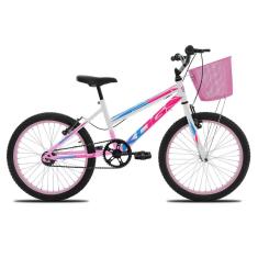 Imagem de Bicicleta Infantil Feminina Aro 20 KOG com Cestinha Cor:Rosa Degrade+Rosa