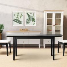 Imagem de Mesa Oval 4 Lugares 1,4m Tampo Vidro e MDF Tiê CabeCasa MadeiraMadeira Preto