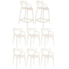 Imagem de Kit 6 cadeiras + 2 banquetas médias Masters Allegra