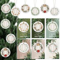 Imagem de Vercraft Conjunto de 12 peças inspiradoras para presente cristão de Natal com coroa de flores em massa enfeite redondo para pendurar bíblias religiosas com cartão de feliz Natal para família, igreja,
